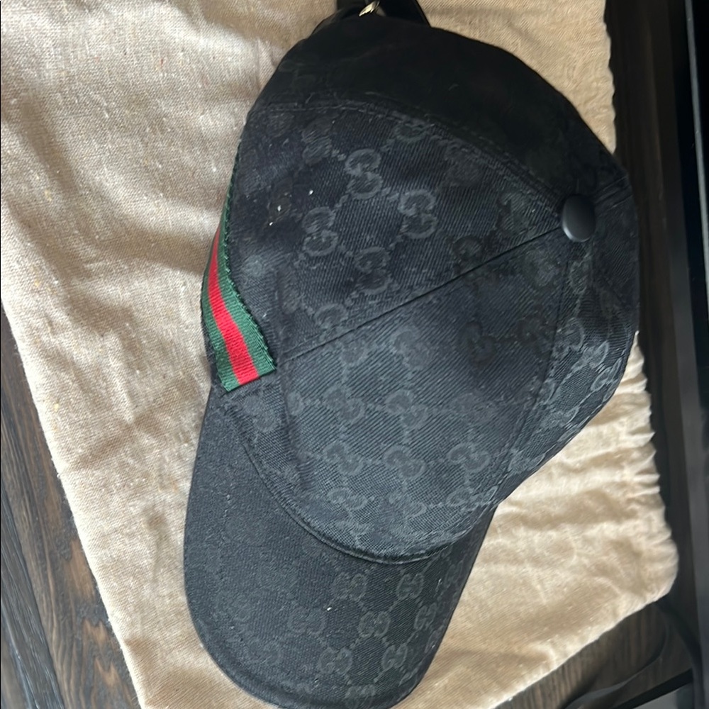 Gucci Black Monogram Baseball Cap